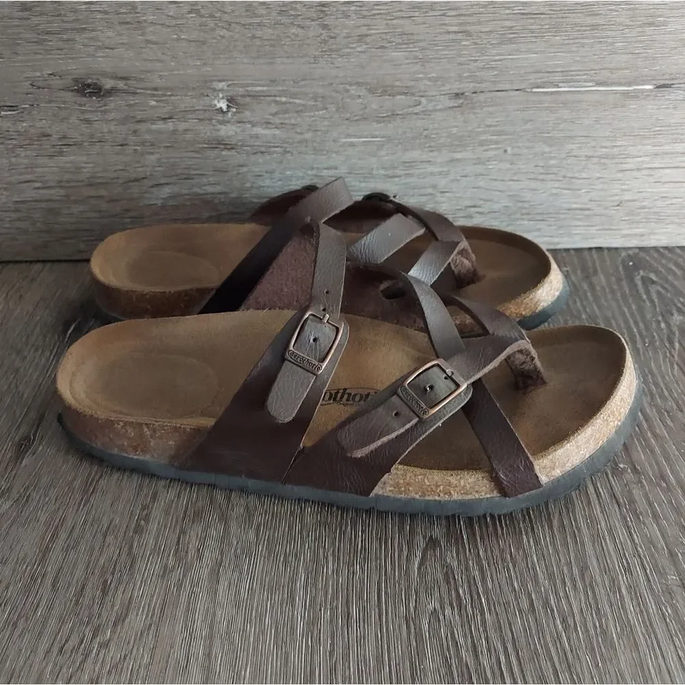 Aerothotic Women's Celestis Soft Footbed Strappy Slide Sandals - Brown, Size 9